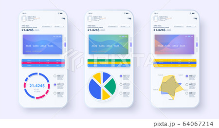 Online Banking Mobile Apps UI, UX, GUI set with wallet, shopping, my Account, fund Transfer, bill payment, products details. Mobile banking interface vector template. Online payment. E-payment screen 64067214