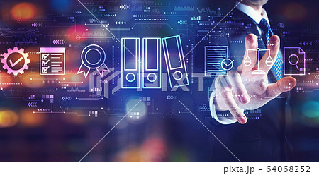 Compliance theme with businessman Compliance theme with businessman 64068252
