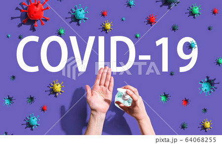 COVID-19 theme with hand sanitizer COVID-19 theme with hand sanitizer 64068255