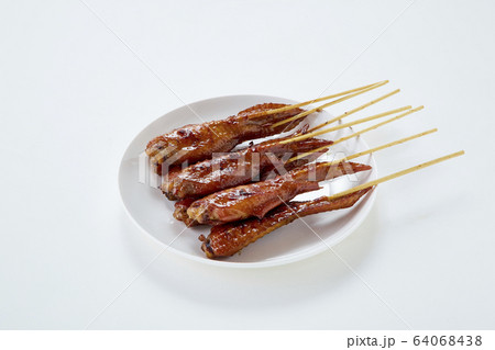 Thai food with grilled chicken wings on white Thai food with grilled chicken wings on white 64068438