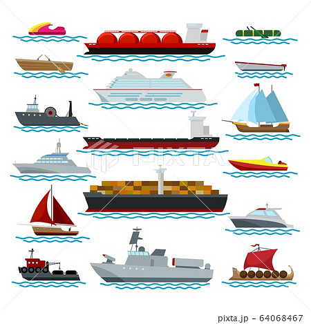 Vessels in ocean nautical set Vessels in ocean nautical set 64068467