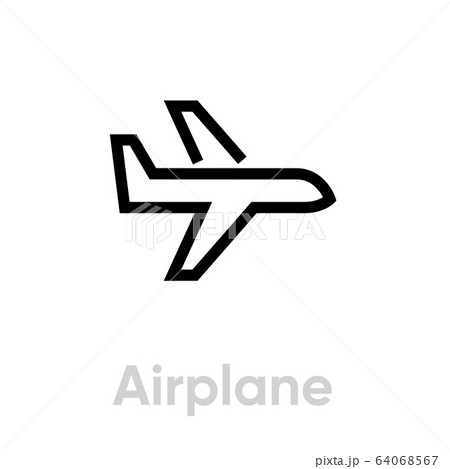 Aircraft icon vector editable line on white Aircraft icon vector editable line on white 64068567
