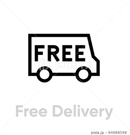Free Delivery Truck icon. Editable line vector. Free Delivery Truck icon. Editable line vector. 64068599