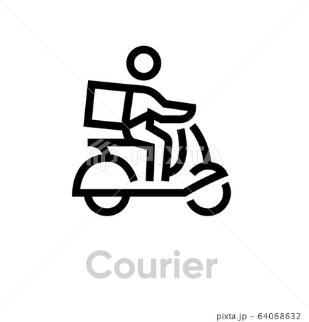 Courier Delivery Bike icon. Editable line vector. Courier Delivery Bike icon. Editable line vector. 64068632