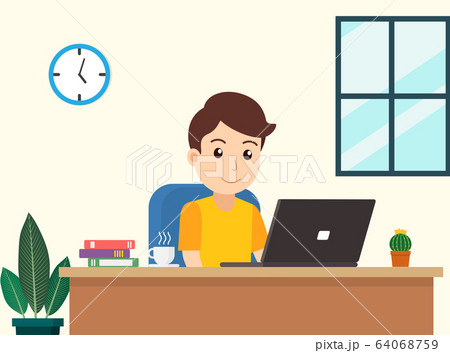 Vector illustration of freelancer man working  64068759