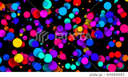 Abstract simple background with beautiful multi-colored circles or balls in flat style like paint bubbles in water. 3d render of particles, colored paper applique. Creative design background 4 64068985
