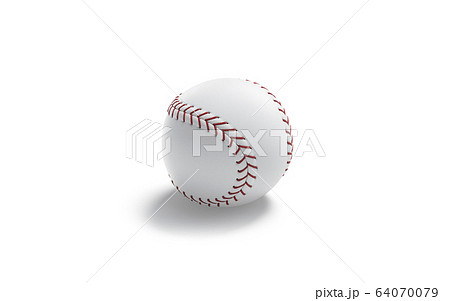 Blank white baseball ball with red seam mockup, isolated 64070079