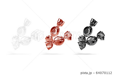 Blank black, white and red hard candy foil wrapper mockup, 64070112