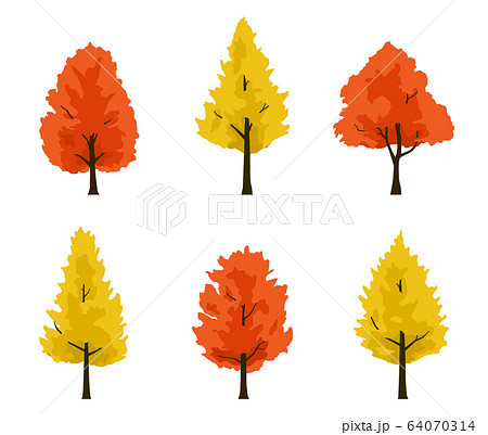 Maple And Ginkgo Tree Autumn Leaves Tree Stock Illustration