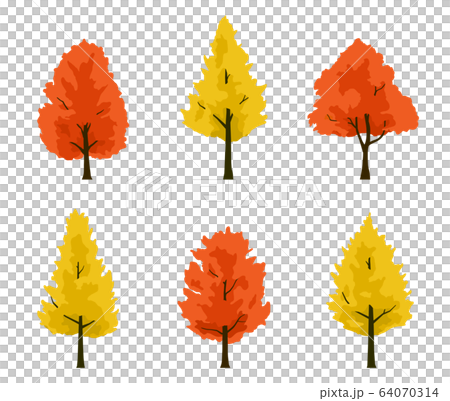楓とイチョウ 紅葉の木イラストセットのイラスト素材