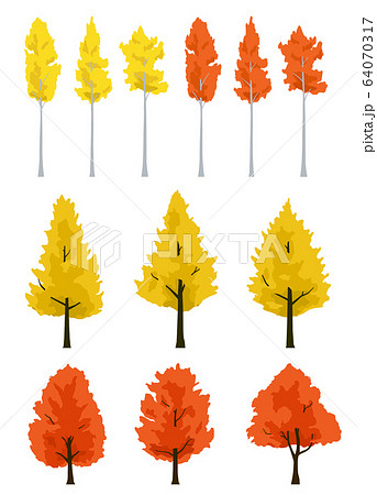 紅葉の木 秋のイラストセットのイラスト素材