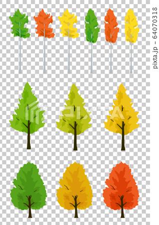 紅葉の木 秋のイラストセットのイラスト素材