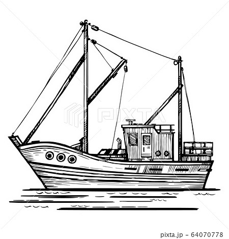 Boat drawing illustration Stock Vector by ©Kopirin 64036445