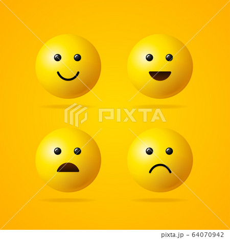 Realistic Detailed 3d Emoji Sign Set. Vector Realistic Detailed 3d Emoji Sign Set. Vector 64070942