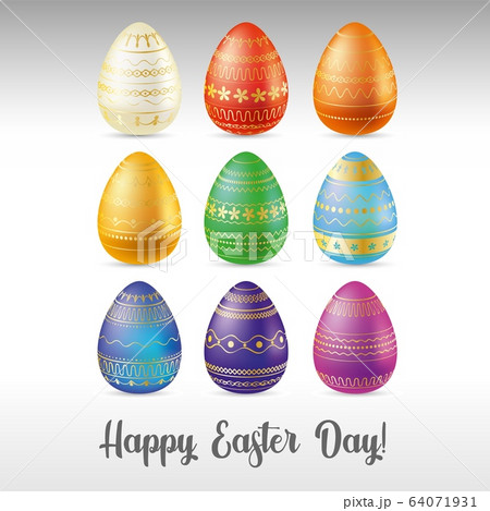 Easter egg. Set of realistic eggs. Easter collection. Vector illustration. 64071931
