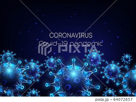 Futuristic Coronavirus, Covid-19 web banner template with glowing low polygonal virus cells Futuristic Coronavirus, Covid-19 web banner template with glowing low polygonal virus cells 64072657