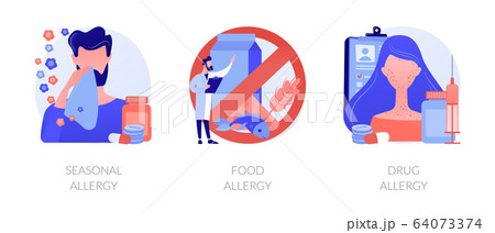 Allergy types abstract concept vector illustrations. Allergy types abstract concept vector illustrations. 64073374