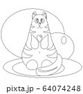Funny colorless fat cat with a small heart 64074248