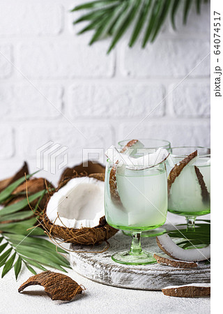 Natural healthy fresh coconut water 64074517