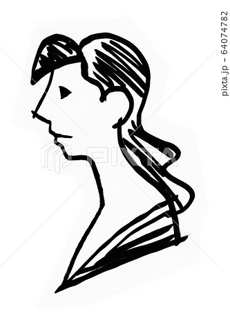 とりあえず女性の横顔ラフスケッチのイラスト素材