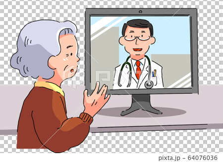 接受在線醫療（諮詢）的祖母 64076036