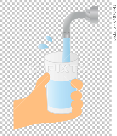 コップに水道水を注ぐ コップに水道水を注ぐ 64076443