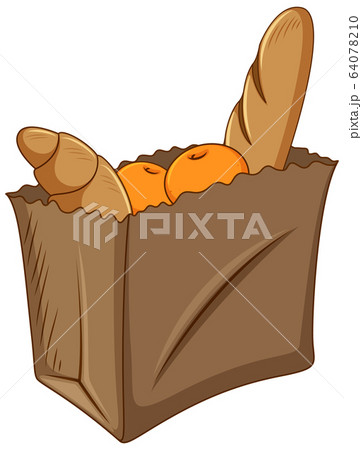 One bag of bread on white background 64078210