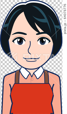 ショートカットの主婦のイラスト素材