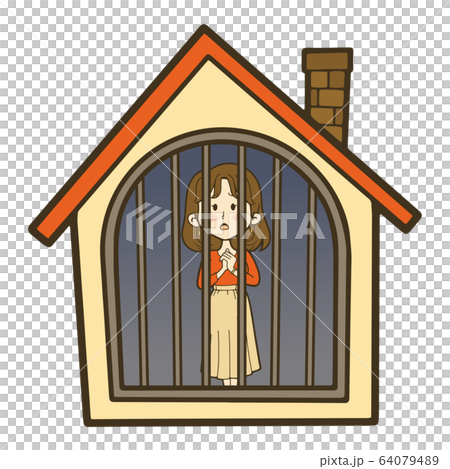 外出を制限されている若い女性 外出を制限されている若い女性 64079489