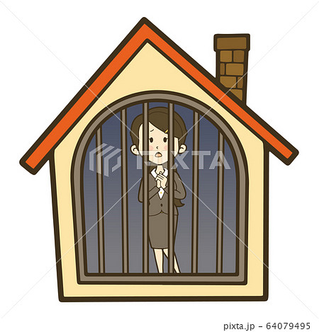 外出を制限されているスーツの女性 外出を制限されているスーツの女性 64079495