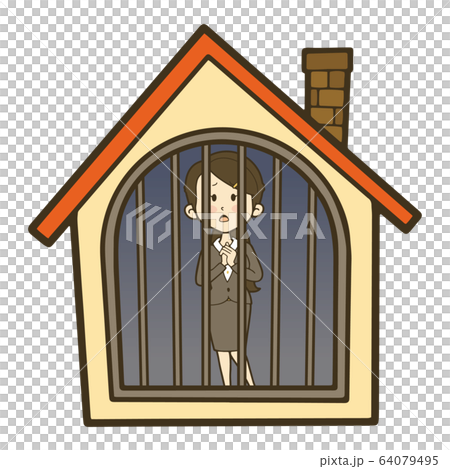 外出を制限されているスーツの女性 外出を制限されているスーツの女性 64079495