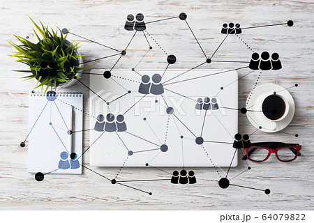 Social communication and global networking concept 64079822