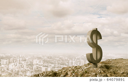 Money making and wealth concept presented by stone dollar symbol Money making and wealth concept presented by stone dollar symbol 64079891