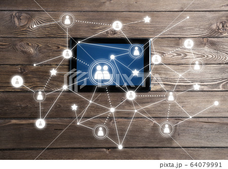 Concept of social communication and networking with social connection lines Concept of social communication and networking with social connection lines 64079991