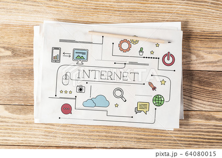 Internet connection pencil hand drawn 64080015