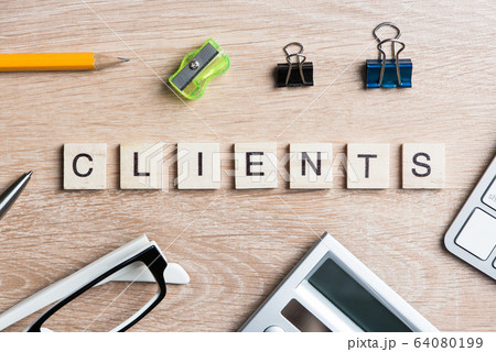 Business and marketing conceptual word spelled with game wooden blocks 64080199