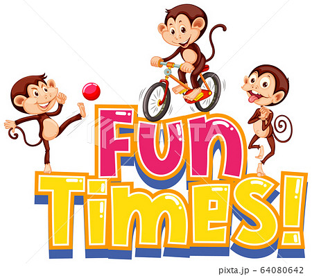 Sticker design for word fun times with cute 64080642