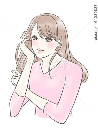 微笑んでいる女性 背景なし(ピンク) 微笑んでいる女性 背景なし(ピンク) 64080883