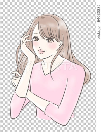 微笑んでいる女性 背景なし(ピンク) 微笑んでいる女性 背景なし(ピンク) 64080883