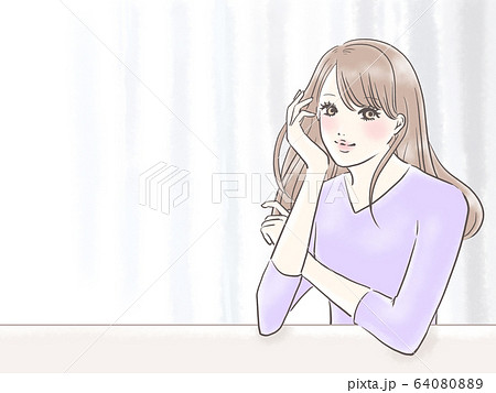 微笑んでいる女性 背景あり(薄紫) 微笑んでいる女性 背景あり(薄紫) 64080889