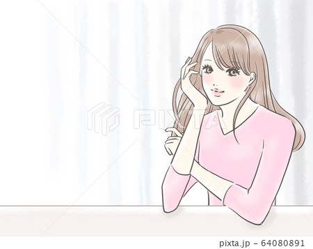 微笑んでいる女性 背景あり(ピンク) 微笑んでいる女性 背景あり(ピンク) 64080891