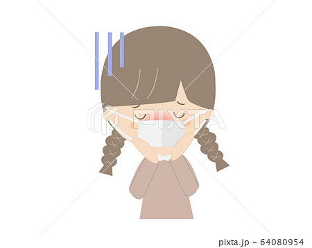 熱が出て体調が悪そうな女の子 64080954