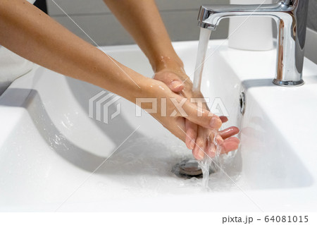 Washing hands rubbing with soap woman for corona Washing hands rubbing with soap woman for corona 64081015