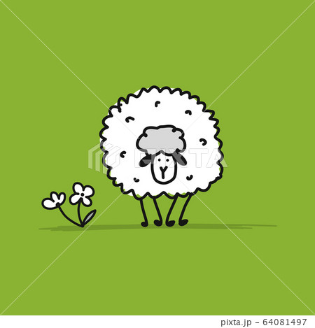 Funny sheep, sketch for your design 64081497