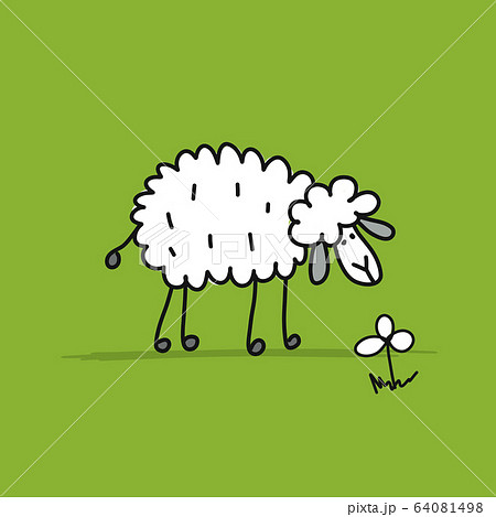 Funny sheep, sketch for your design 64081498