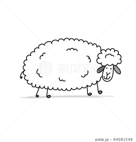 Funny sheep, sketch for your design 64081548