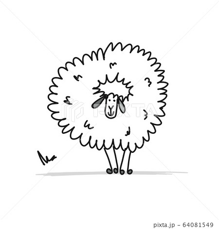 Funny sheep, sketch for your design Funny sheep, sketch for your design 64081549