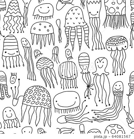 Funny jellyfishes, seamless pattern for your design Funny jellyfishes, seamless pattern for your design 64081567