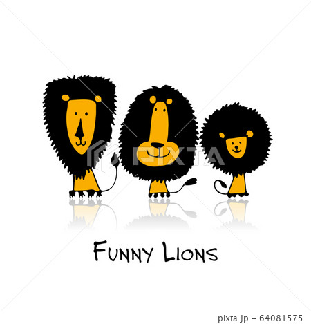 Funny lions, sketch for your design Funny lions, sketch for your design 64081575
