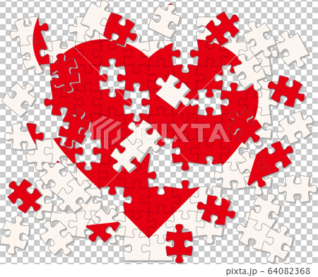 未完成のハートジグソーパズル ベクターイラスト 未完成のハートジグソーパズル ベクターイラスト 64082368